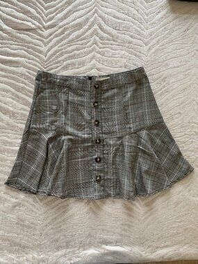 TGLA Plaid  Front Mini Ruffle Skirt | Faux Bottom Down Skirt